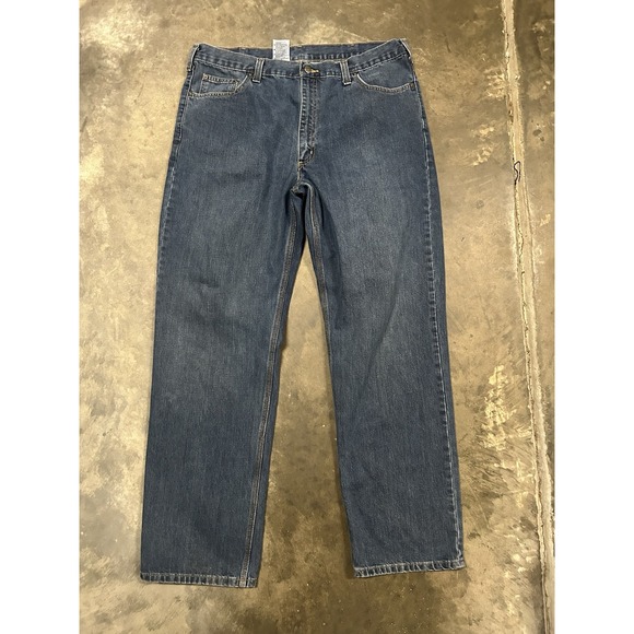 Carhartt Mens Jeans Blue 40X34 Relaxed Fit Denim Baggy Work Dark‎ Wash - Picture 1 of 7